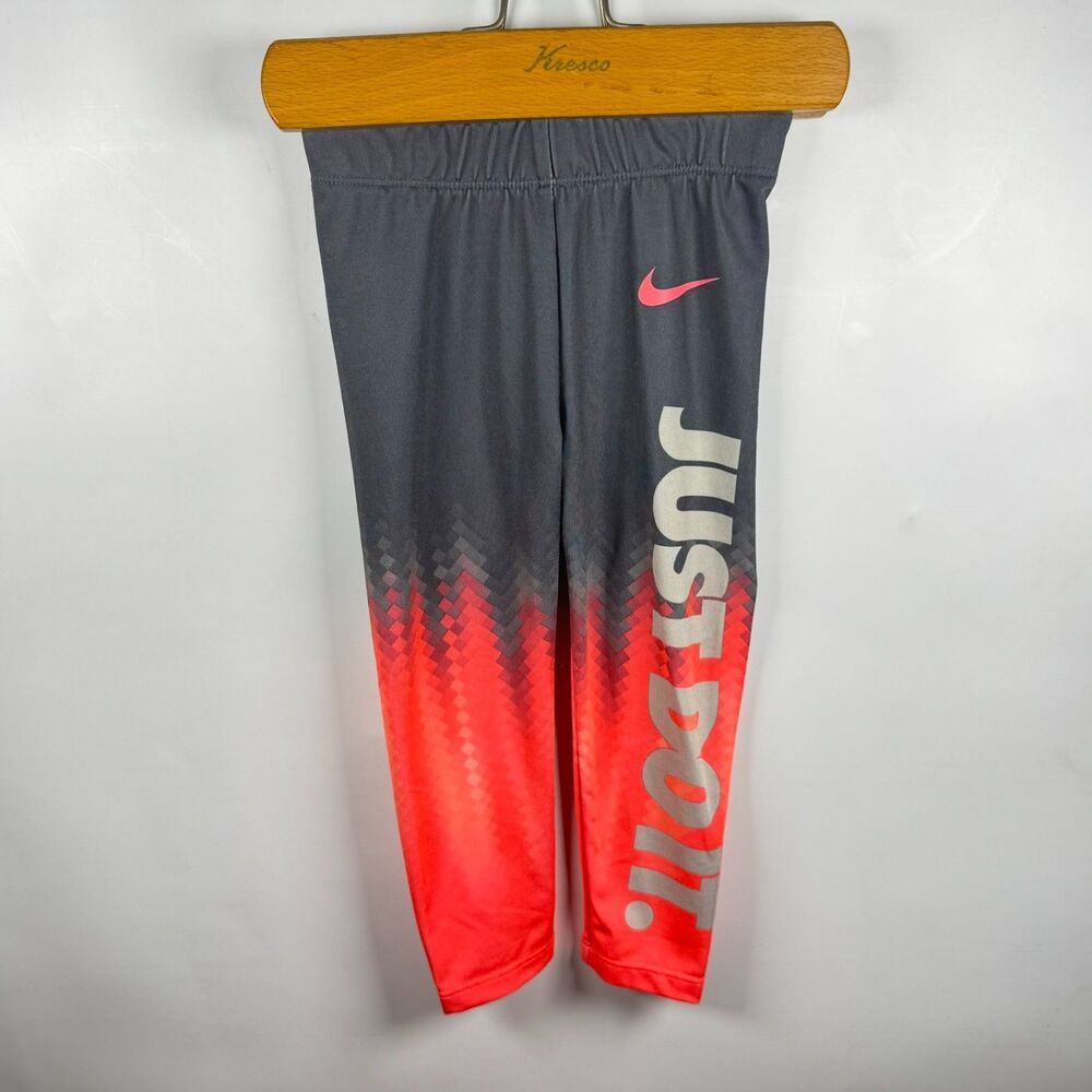 Nike Toddler Girls 2T Grey Pink Dri Fit Leggings Sporty Casual Playwear Active